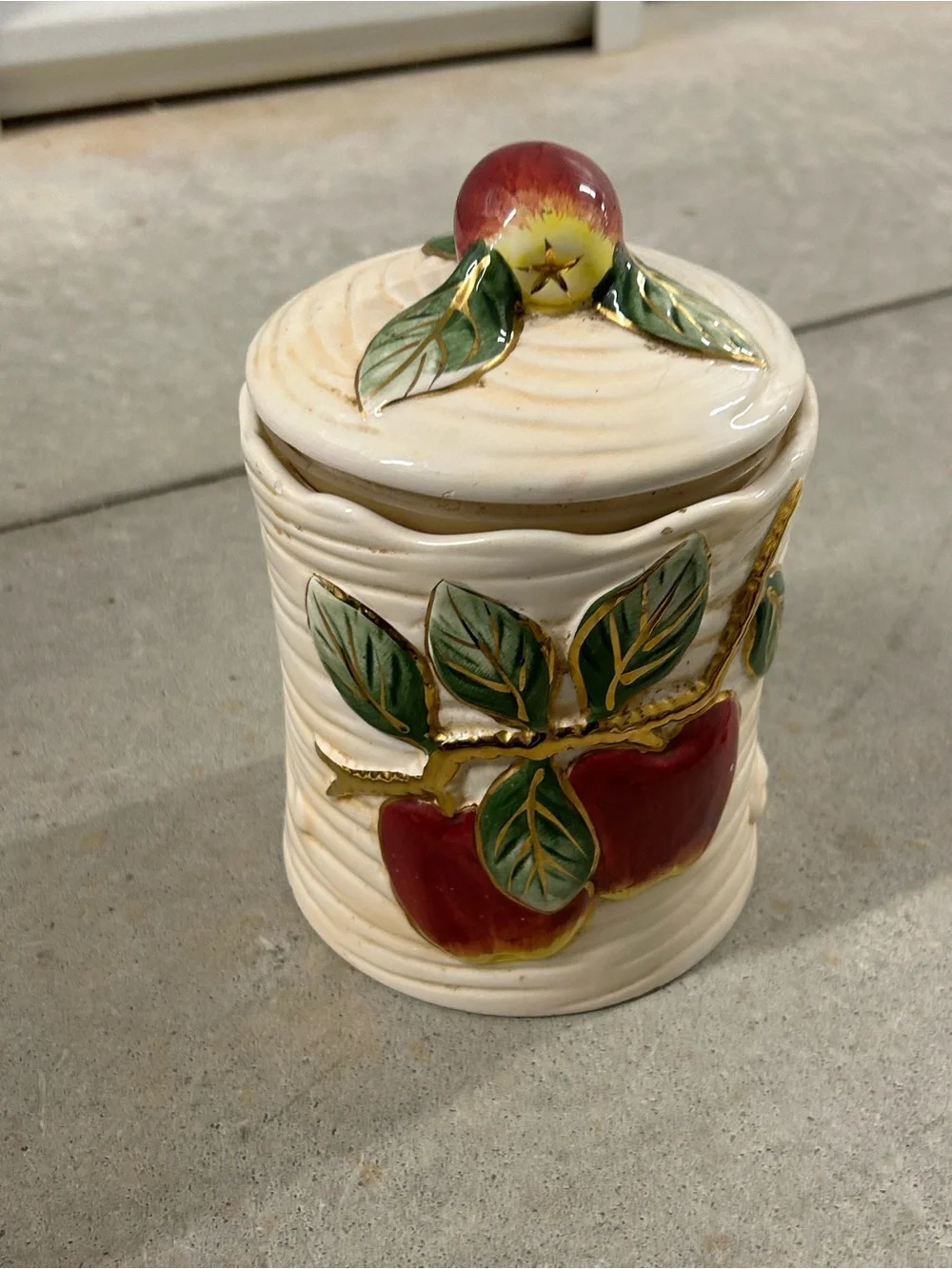 Vintage Franciscan Majolica Apple Ceramic Cookie Jar Cannister 3D